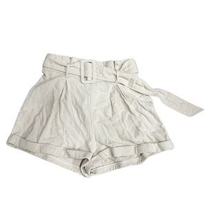 SHEIN Cream High Waist Paper-Bag Shorts